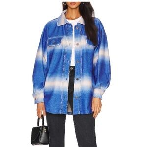 #68 NWT Free People Blue Ombre Button-Up Shacket XL